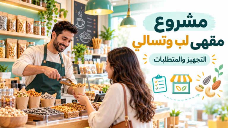 محل بيع اللب والتسالي والمكسرات أثناء تقديم المنتجات للعملاء