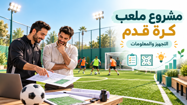 ملعب كرة قدم خماسي بعشب صناعي وتجهيزات الإضاءة والتشغيل