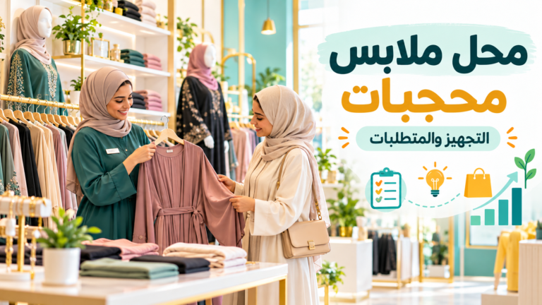 داخل متجر لملابس المحجبات مع عرض الفساتين والملابس المحتشمة